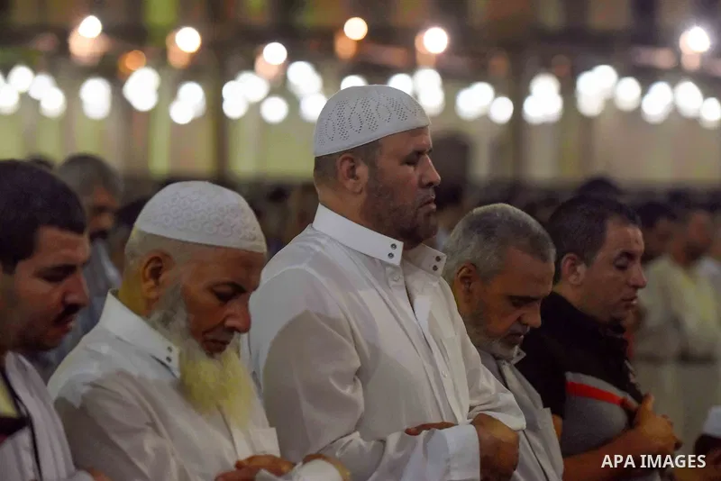 Egyptian worshipers perform take part in an evening prayer "Taraweeh", at Amr Ibn al-Aas mosque, in Cairo on May 30, 2017. Ramadan is sacred to Muslims because it is during that month that tradition says the Koran was re...