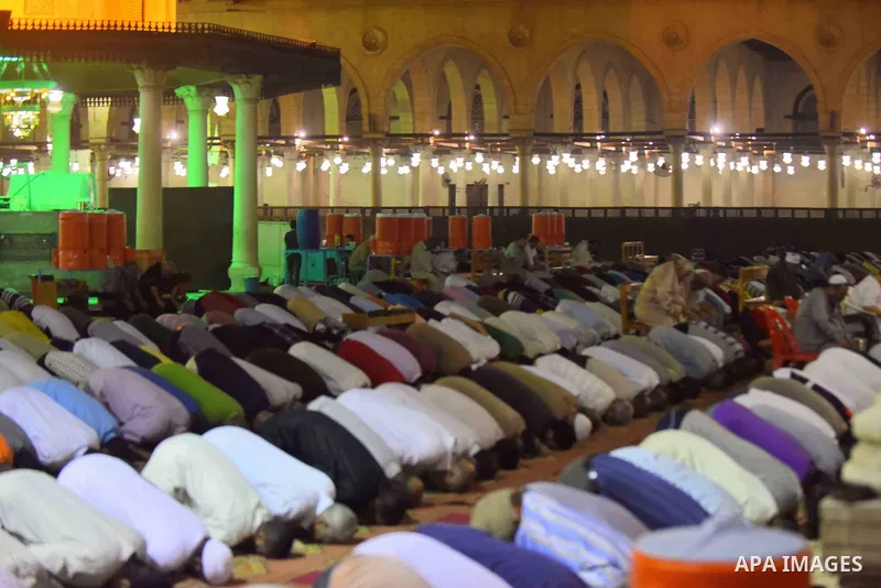 Egyptian worshipers perform take part in an evening prayer "Taraweeh", at Amr Ibn al-Aas mosque, in Cairo on May 30, 2017. Ramadan is sacred to Muslims because it is during that month that tradition says the Koran was re...