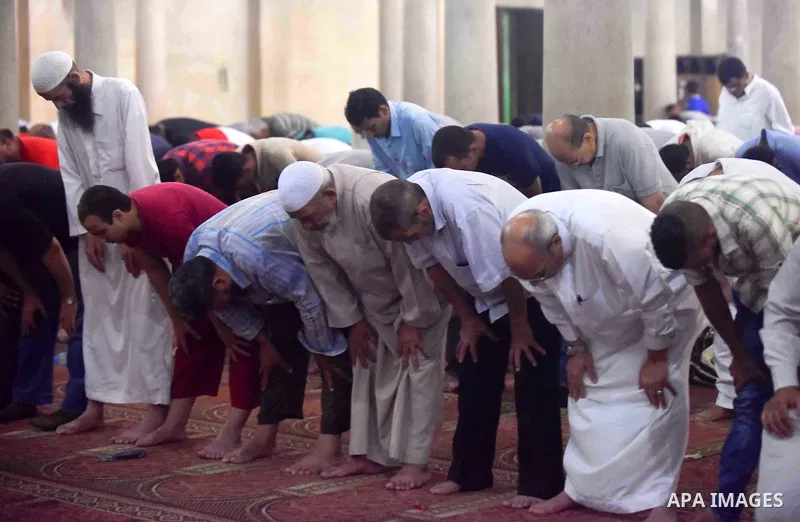 Egyptian worshipers perform take part in an evening prayer "Taraweeh", at Amr Ibn al-Aas mosque, in Cairo on May 30, 2017. Ramadan is sacred to Muslims because it is during that month that tradition says the Koran was re...