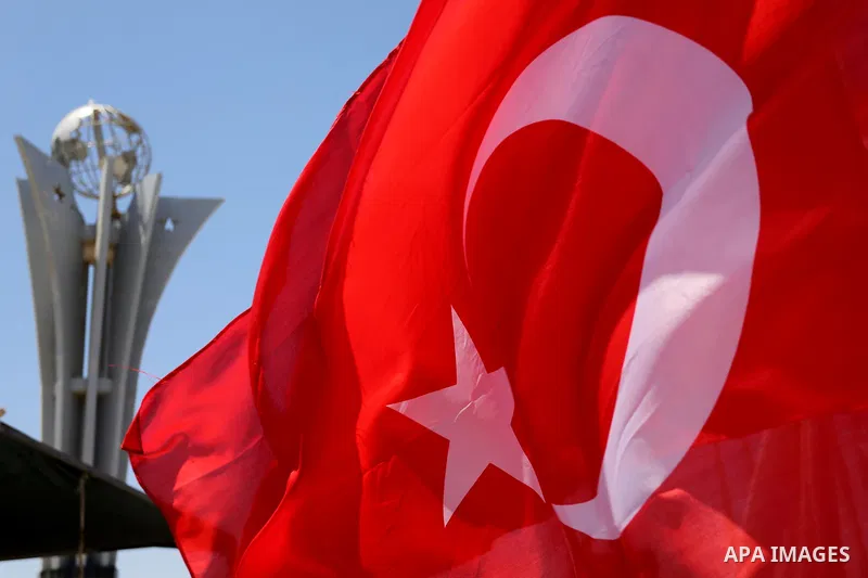 A Turkish flag is seen at the seaport of Gaza City during a rally to mark the 7th anniversary of the Mavi Marmara Gaza flotilla incident on May 31, 2017. Nine activists, eight Turkish and one Turkish-American, died on Ma...