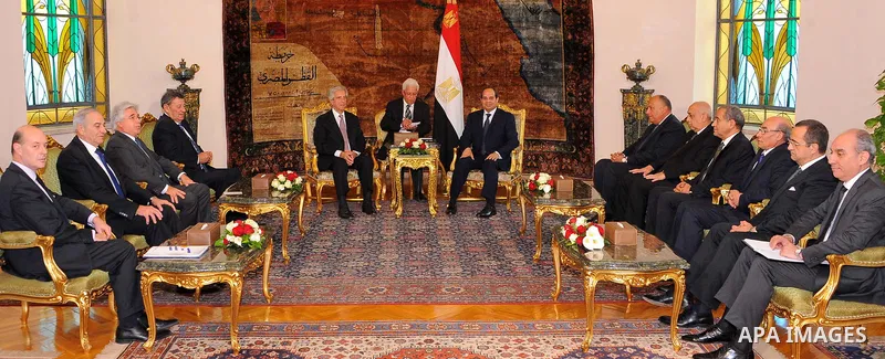 Egyptian President Abdel Fattah al-Sisi meets with Uruguay's President Tabare Vazquez, in Cairo, Egypt, on May 31, 2017. Photo by Egyptian President Office