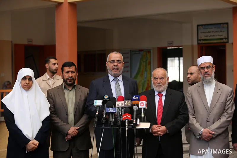 A head of Education and Culture Sector in Gaza Kamal Abu Aoun speaks during a press conference on the first day of high school exams, known as "Tawjihi", in Gaza city on June 03, 2017. More than 72,000 students in the We...