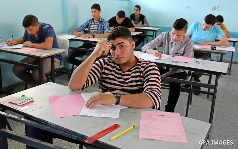 Palestinian students sit for their final high school exams, known as "Tawjihi" in Gaza city on June 03, 2017. More than 72,000 students in the West Bank and Gaza Strip start Saturday their Tawjihi exam that qualifies the...