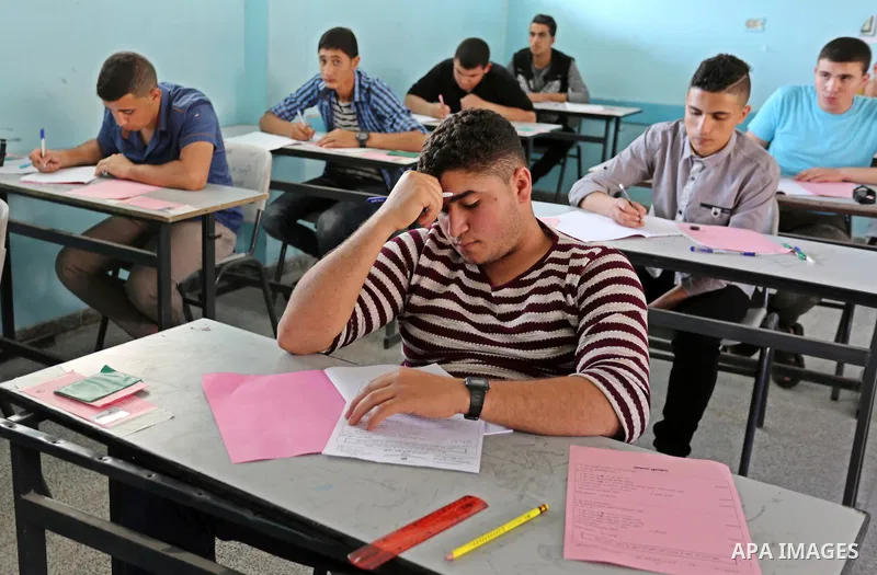Palestinian students sit for their final high school exams, known as "Tawjihi" in Gaza city on June 03, 2017. More than 72,000 students in the West Bank and Gaza Strip start Saturday their Tawjihi exam that qualifies the...