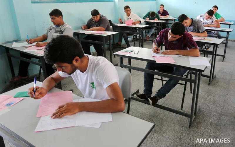 Palestinian students sit for their final high school exams, known as "Tawjihi" in Gaza city on June 03, 2017. More than 72,000 students in the West Bank and Gaza Strip start Saturday their Tawjihi exam that qualifies the...