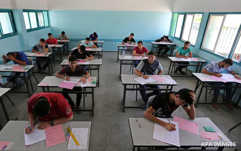 Palestinian students sit for their final high school exams, known as "Tawjihi" in Gaza city on June 03, 2017. More than 72,000 students in the West Bank and Gaza Strip start Saturday their Tawjihi exam that qualifies the...