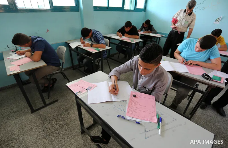 Palestinian students sit for their final high school exams, known as "Tawjihi" in Gaza city on June 03, 2017. More than 72,000 students in the West Bank and Gaza Strip start Saturday their Tawjihi exam that qualifies the...