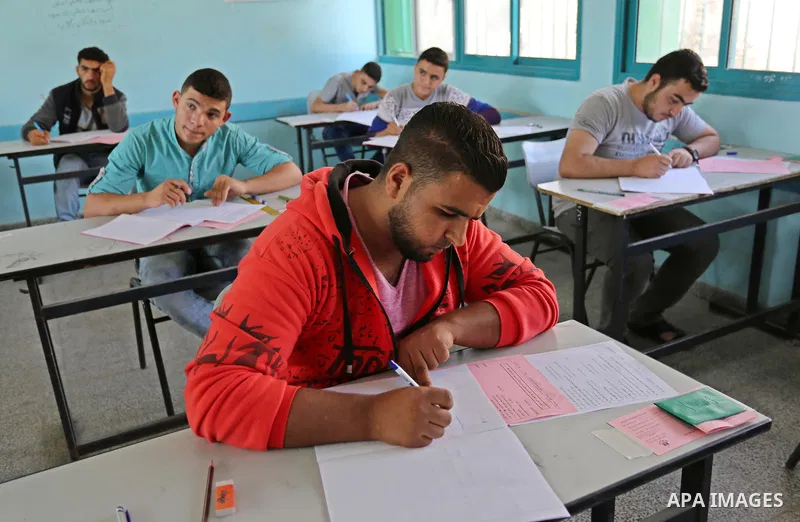 Palestinian students sit for their final high school exams, known as "Tawjihi" in Gaza city on June 03, 2017. More than 72,000 students in the West Bank and Gaza Strip start Saturday their Tawjihi exam that qualifies the...