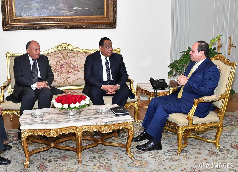 Egyptian President Abdel Fattah al-Sisi meets with Ibrahim Ahmed Abd al-Aziz Ghandour, Minister for Foreign Affairs of Sudan, in Cairo, Egypt, on June 03, 2017. Photo by Egyptian President Office