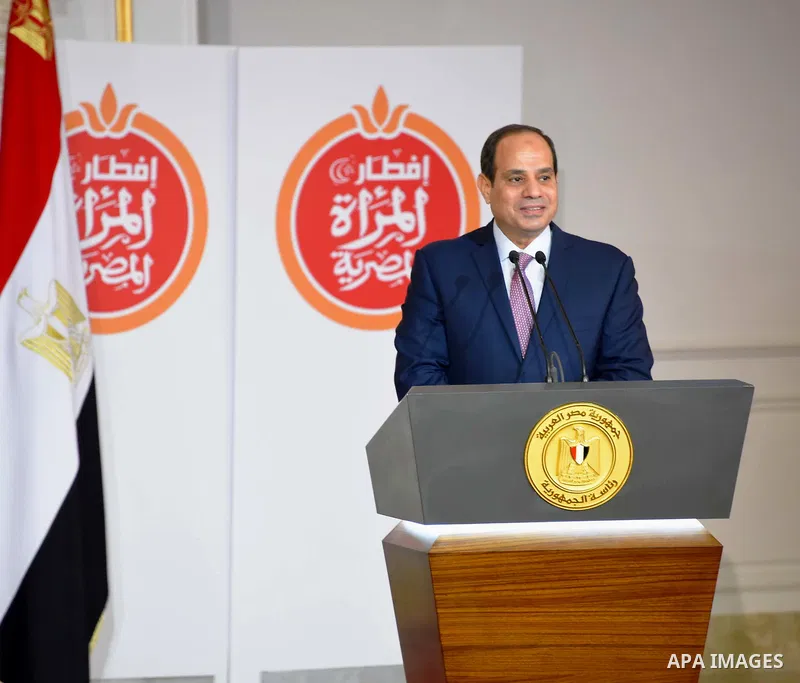 Egyptian President Abdel Fattah al-Sisi speaks during Iftar meal during a ceremony of women's year on the Muslim holy fasting month of Ramadan in Cairo, Egypt, on June 03, 2017. Ramadan is sacred to Muslims because it is...