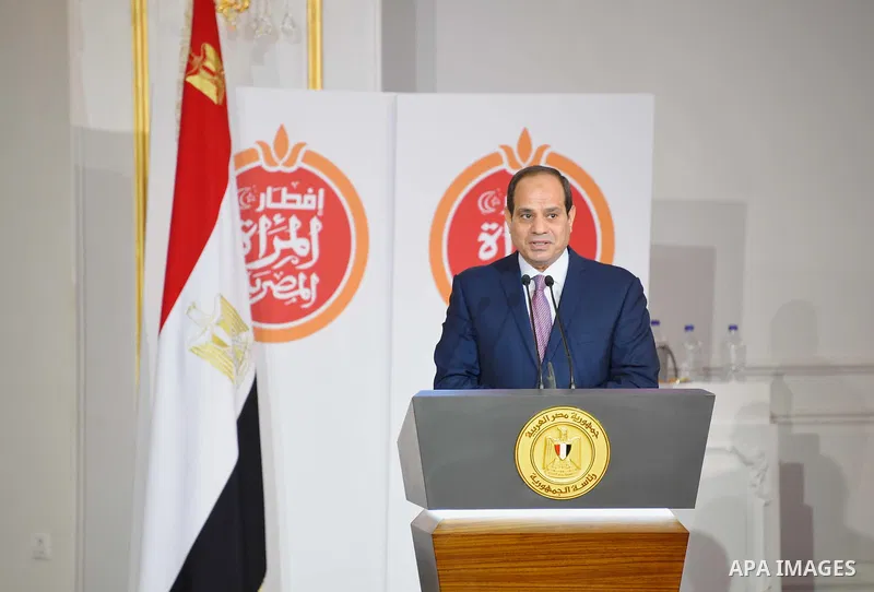 Egyptian President Abdel Fattah al-Sisi speaks during Iftar meal during a ceremony of women's year on the Muslim holy fasting month of Ramadan in Cairo, Egypt, on June 03, 2017. Ramadan is sacred to Muslims because it is...