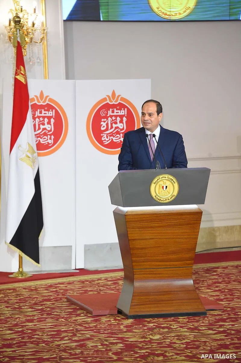 Egyptian President Abdel Fattah al-Sisi speaks during Iftar meal during a ceremony of women's year on the Muslim holy fasting month of Ramadan in Cairo, Egypt, on June 03, 2017. Ramadan is sacred to Muslims because it is...