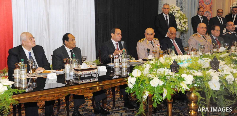 Egyptian President Abdel-Fattah al-Sisi speaks during a breakfast to mark the anniversary the victory of the Tenth of Ramadan, during the Muslim holy month of Ramadan, in Cairo, on June 06, 2017. Photo by Egyptian Presid...