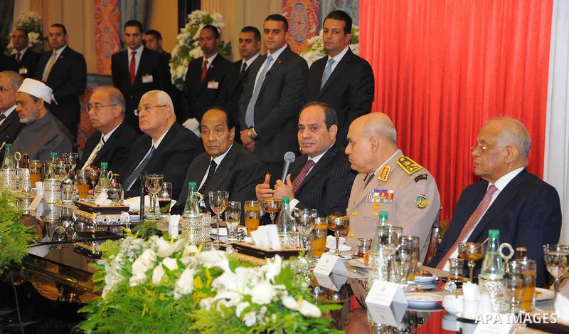 Egyptian President Abdel-Fattah al-Sisi speaks during a breakfast to mark the anniversary the victory of the Tenth of Ramadan, during the Muslim holy month of Ramadan, in Cairo, on June 06, 2017. Photo by Egyptian Presid...