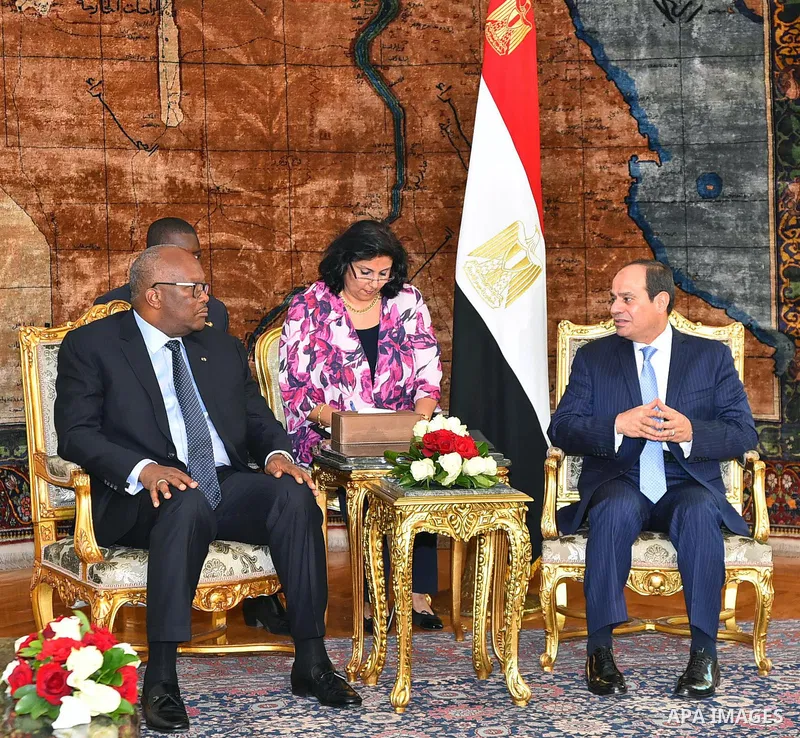 Egyptian President Abdel Fattah al-Sisi meets with President of Burkina Faso, Roch Marc Christian Kabore, in Cairo, Egypt, on June 07, 2017. Photo by Egyptian President Office