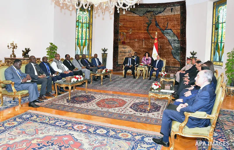 Egyptian President Abdel Fattah al-Sisi meets with President of Burkina Faso, Roch Marc Christian Kabore, in Cairo, Egypt, on June 07, 2017. Photo by Egyptian President Office