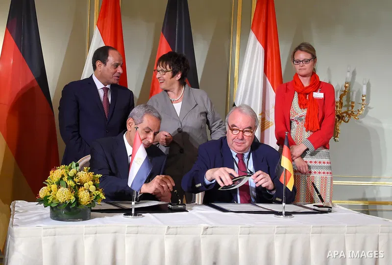 Egyptian President Abdel Fattah al-Sisi attends opening session of the Egyptian-German joint economic committee, in Cairo, Egypt, on June 12, 2017. Photo by Egyptian President Office