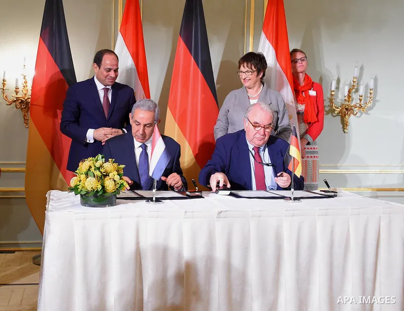 Egyptian President Abdel Fattah al-Sisi attends opening session of the Egyptian-German joint economic committee, in Cairo, Egypt, on June 12, 2017. Photo by Egyptian President Office