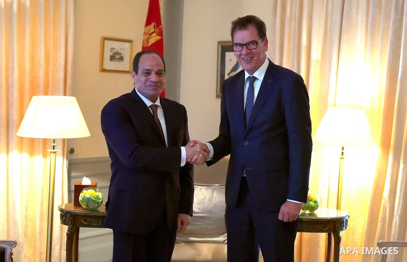 Egyptian President Abdel Fattah al-Sisi meets with German Minister of Economic Cooperation and Development Gerd Mueller in Berlin on June 12, 2017. Photo by Egyptian President Office