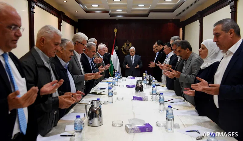 Palestinian President Mahmoud Abbas chairs a meeting of the Central Committee of Fatah Movement in the West Bank city of Ramallah, on June 18, 2017. Photo by Thaer Ganaim