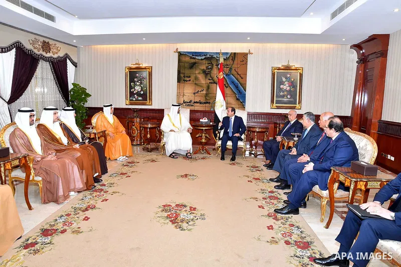 Egyptian President Abdel Fattah al-Sis meets with Abu Dhabi Crown Prince Sheikh Mohammed bin Zayed al-Nahyan after he arrives, in Cairo, Egypt on June 19, 2017. Photo by Egyptian President Office