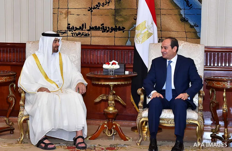 Egyptian President Abdel Fattah al-Sis meets with Abu Dhabi Crown Prince Sheikh Mohammed bin Zayed al-Nahyan after he arrives, in Cairo, Egypt on June 19, 2017. Photo by Egyptian President Office