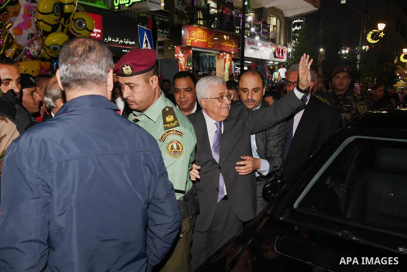 Palestinian President Mahmoud Abbas roams at the streets on the West Bank city of Ramallah on June 20, 2017. Photo by Thaer Ganaim