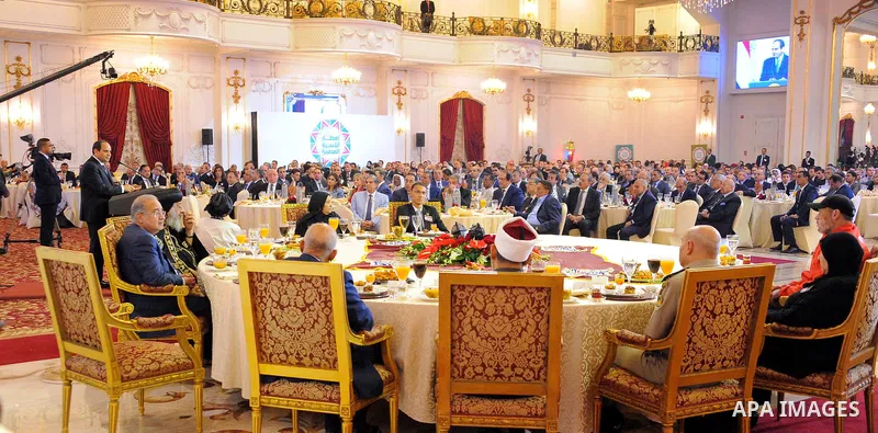 Egyptian President Abdel Fattah al-Sisi speaks during the breakfast of Egyptian family in Cairo, Egypt, on June 20, 2017. Photo by Egyptian President Office