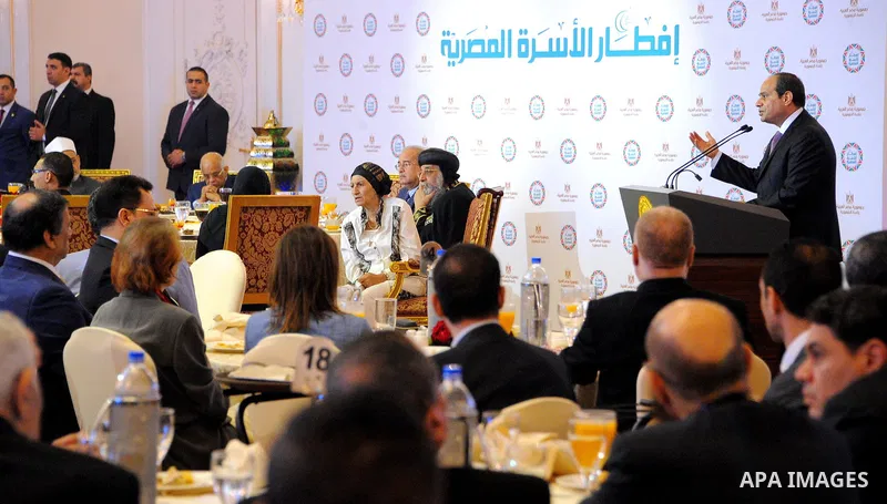 Egyptian President Abdel Fattah al-Sisi speaks during the breakfast of Egyptian family in Cairo, Egypt, on June 20, 2017. Photo by Egyptian President Office