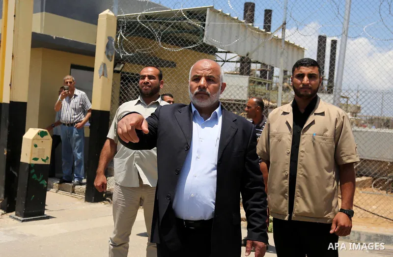 Tawfiq Abu Naim Undersecretary of the Ministry of Interior inspects arrival of Egyptian trucks carrying fuel Gaza's power plant in Nusseirat, in the central Gaza Strip after entering the southern Gaza Strip from Egypt th...