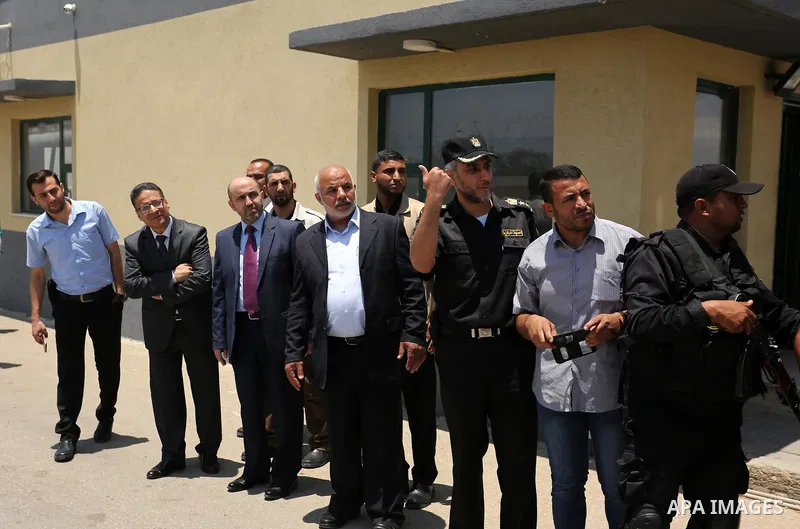 Tawfiq Abu Naim Undersecretary of the Ministry of Interior inspects arrival of Egyptian trucks carrying fuel Gaza's power plant in Nusseirat, in the central Gaza Strip after entering the southern Gaza Strip from Egypt th...