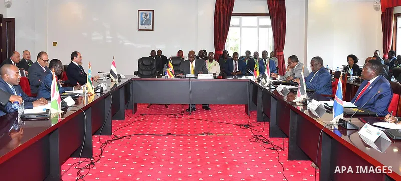 Egyptian President Abdel Fattah al-Sisi takes part in the summit of the Nile Basin countries in Entebbe in Uganda, on June 22, 2017. Photo by Egyptian President Office
