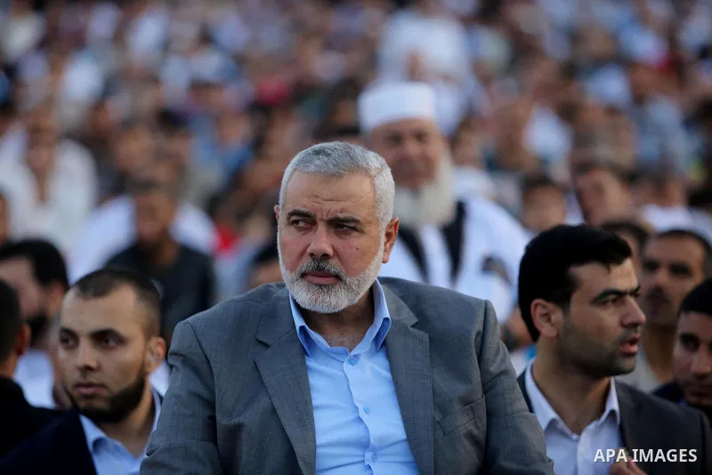 Hamas Chief Ismail Haniyeh attends Eid al-Fitr prayers in Gaza City June 25, 2017. Eid al-Fitr marks the end of Muslim's holy fasting month of Ramadan when faithfuls abstain from eating, drinking, smoking and sexual acti...