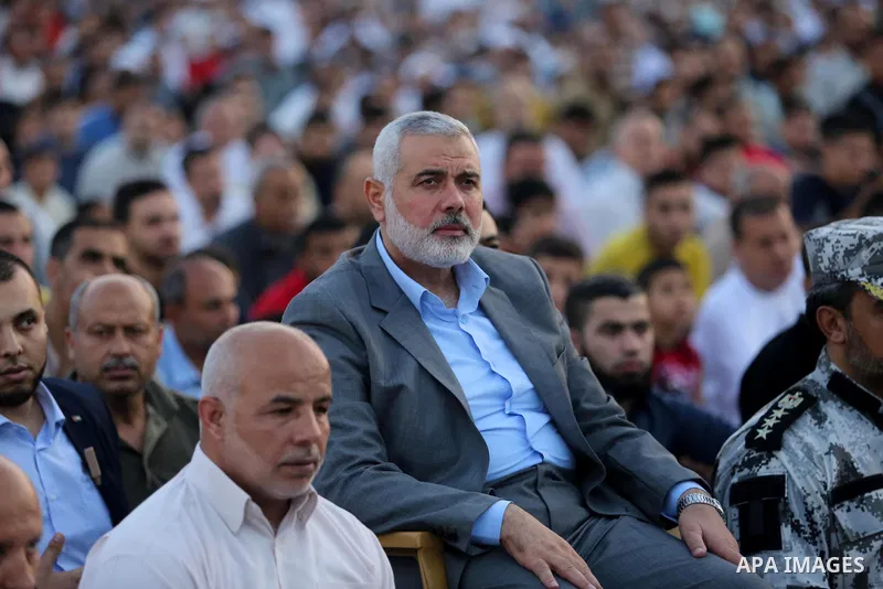 Hamas Chief Ismail Haniyeh attends Eid al-Fitr prayers in Gaza City June 25, 2017. Eid al-Fitr marks the end of Muslim's holy fasting month of Ramadan when faithfuls abstain from eating, drinking, smoking and sexual acti...