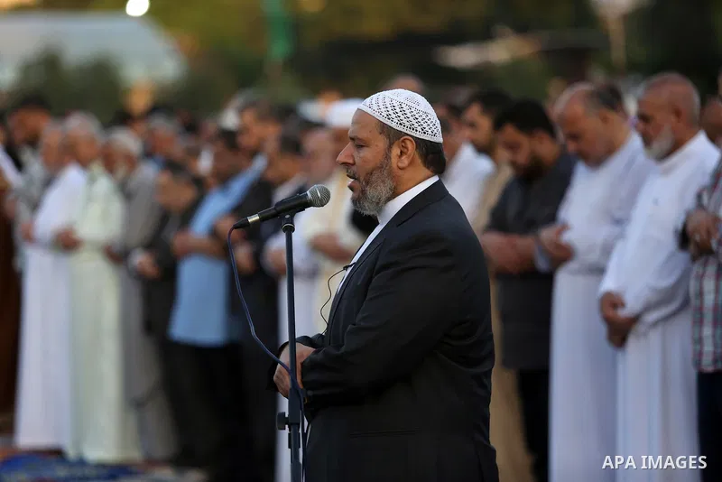 Senior Hamas leader Khalil al-Hayah performs Eid al-Fitr prayers in Gaza City June 25, 2017. Eid al-Fitr marks the end of Muslim's holy fasting month of Ramadan when faithfuls abstain from eating, drinking, smoking and s...