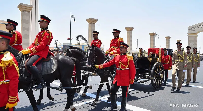 Egyptian President Abdel Fattah al-Sisi attends the funeral of the commander of the northern military region Mohammed Lutfi Yousef, in Cairo, Egypt, on June 29, 2017. Photo by Egyptian President Office