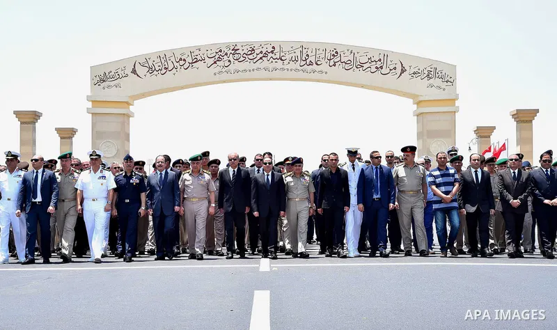 Egyptian President Abdel Fattah al-Sisi attends the funeral of the commander of the northern military region Mohammed Lutfi Yousef, in Cairo, Egypt, on June 29, 2017. Photo by Egyptian President Office