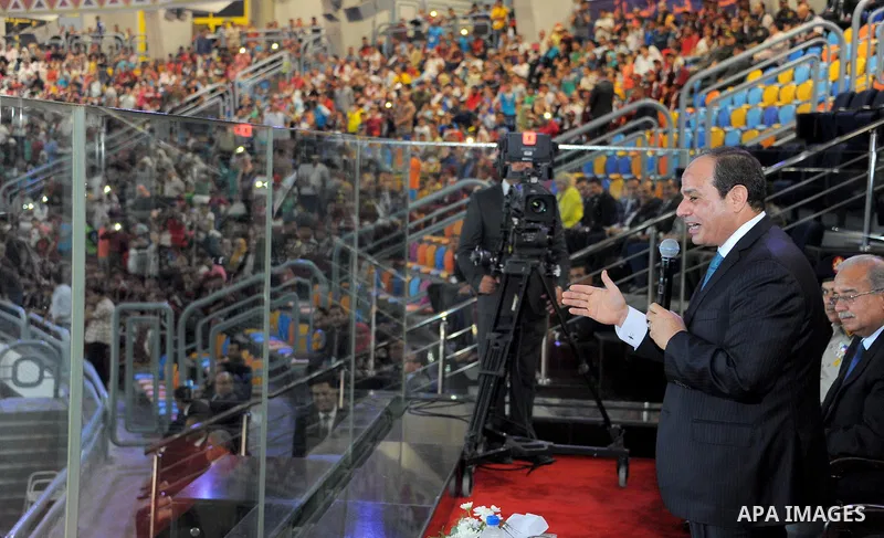 Egyptian President Abdel Fattah al-Sisi attends the opening of the World Youth Basketball Championship, in Cairo, Egypt, on July 1, 2017. Photo by Egyptian President Office