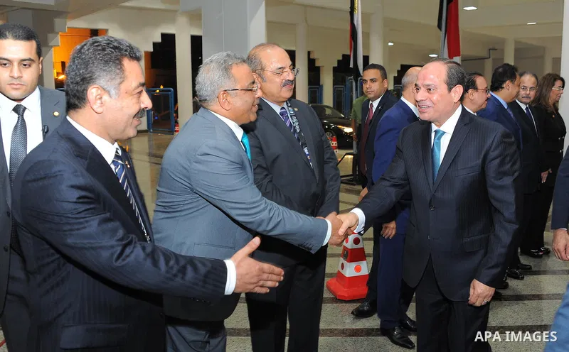 Egyptian President Abdel Fattah al-Sisi attends the opening of the World Youth Basketball Championship, in Cairo, Egypt, on July 1, 2017. Photo by Egyptian President Office