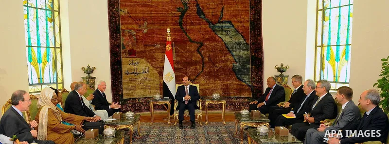 Egyptian President Abdel Fattah al-Sisi meets with a delegation from the US Congress, in Cairo, Egypt, on July 02, 2017. Photo by Egyptian President Office