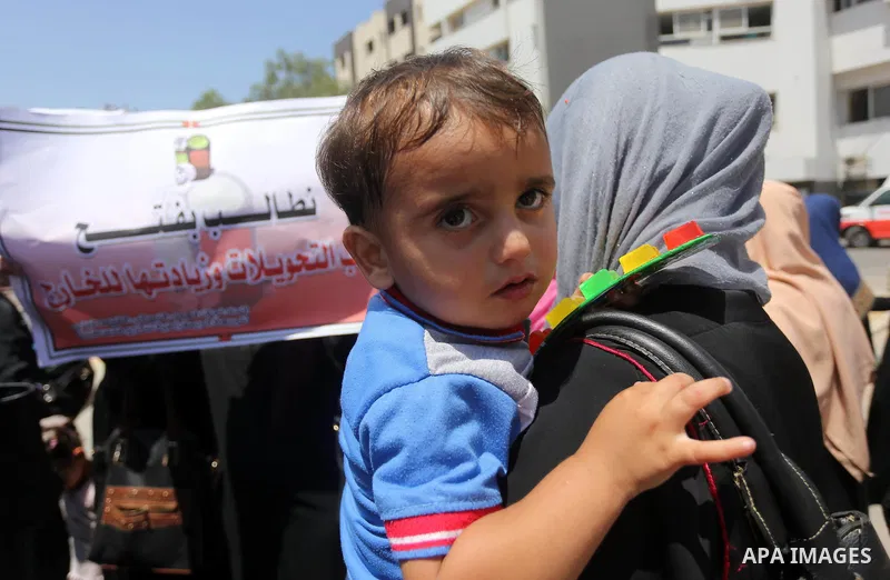 Palestinians take part in a protest demanding to travel for treatment, in Gaza city on July 3, 2017. Hamas accused the Palestinian Authority and Israel of refusing to grant documents to Gazans in need of permission to se...