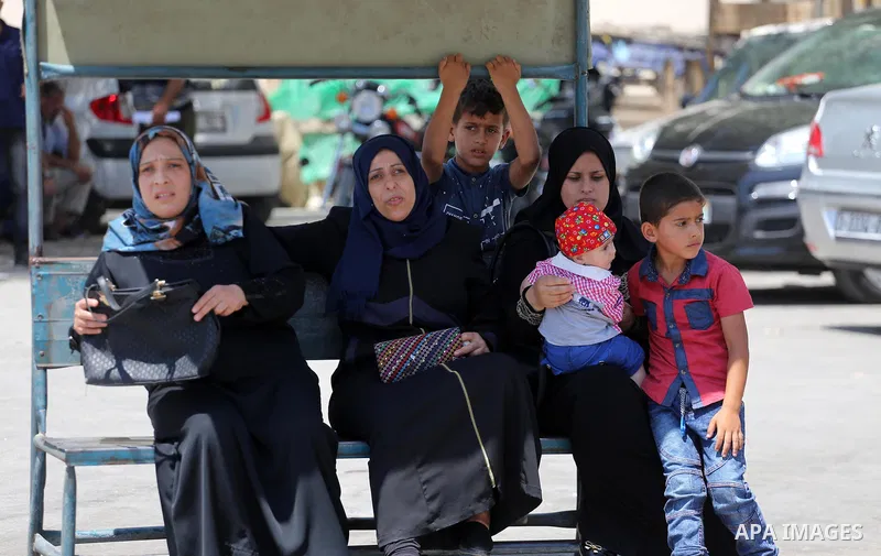 Palestinians take part in a protest demanding to travel for treatment, in Gaza city on July 3, 2017. Hamas accused the Palestinian Authority and Israel of refusing to grant documents to Gazans in need of permission to se...