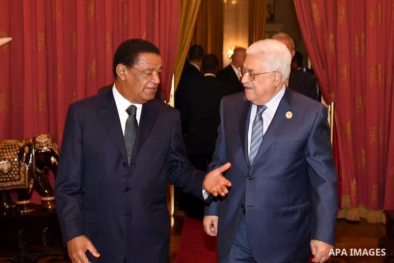 Palestinian President Mahmoud Abbas meets with Ethiopian President, Mulatu Teshome, on the sidelines of the 29th Ordinary Session of the Assembly of the Heads of State and the Governments, in Addis Ababa, Ethiopia July 3...