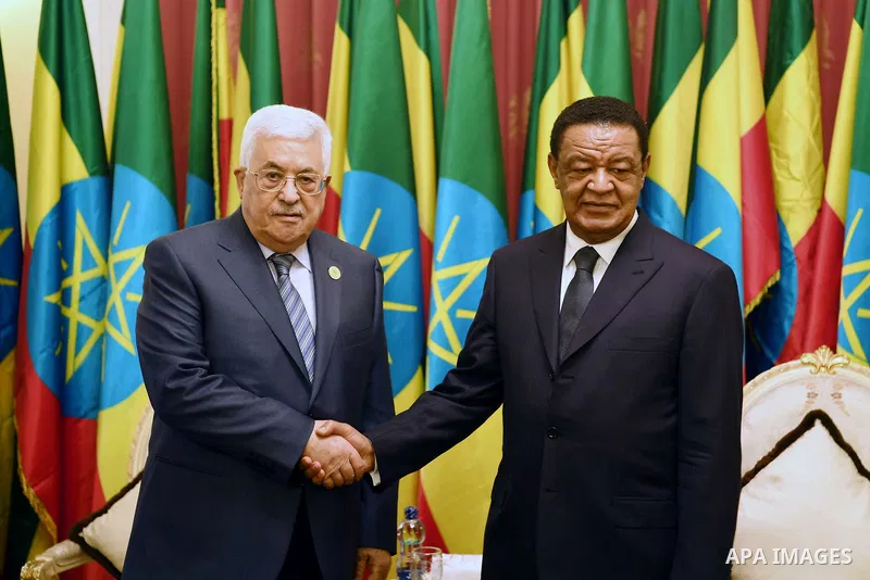 Palestinian President Mahmoud Abbas meets with Ethiopian President, Mulatu Teshome, on the sidelines of the 29th Ordinary Session of the Assembly of the Heads of State and the Governments, in Addis Ababa, Ethiopia July 3...