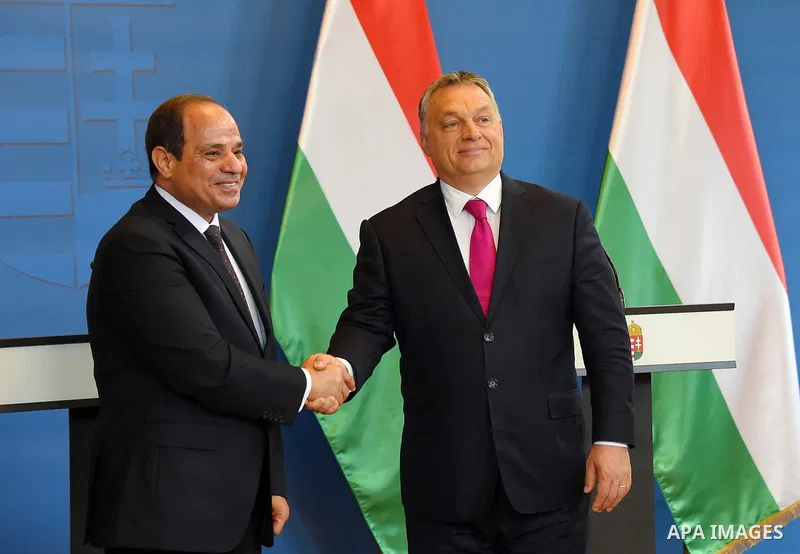 Egyptian President Abdel Fattah al-Sisi and Hungarian Prime Minister Viktor Orban shakes hands after a joint press conference in the Parliament building in Budapest, Hungary on July 3, 2017. Photo by Egyptian President O...