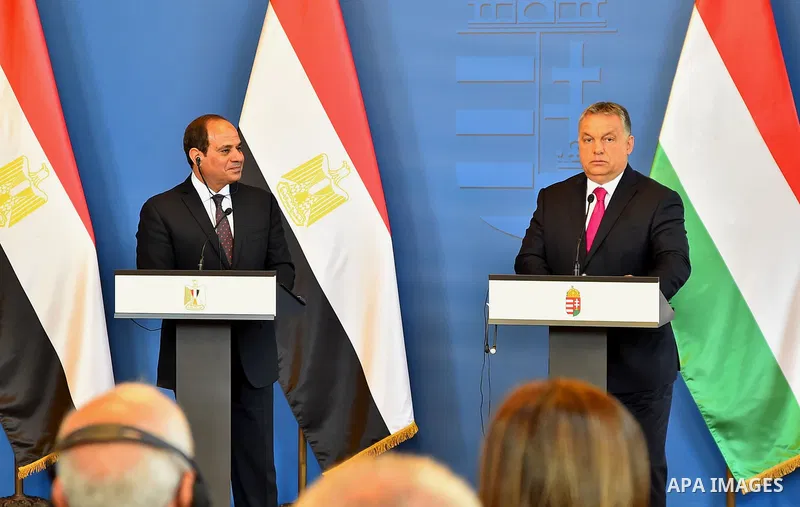 Egyptian President Abdel Fattah al-Sisi and Hungarian Prime Minister Viktor Orban hold a joint press conference following their meeting in the Parliament building in Budapest, Hungary on July 3, 2017. Photo by Egyptian P...