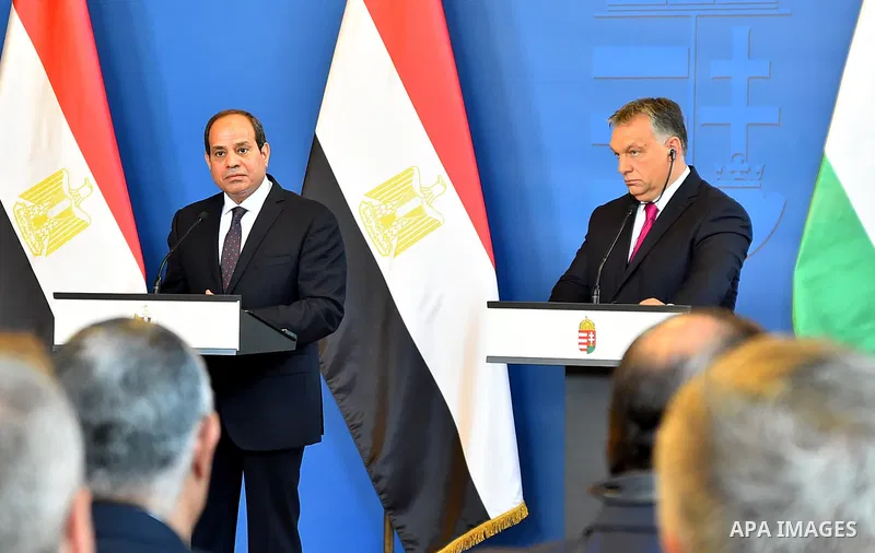 Egyptian President Abdel Fattah al-Sisi and Hungarian Prime Minister Viktor Orban hold a joint press conference following their meeting in the Parliament building in Budapest, Hungary on July 3, 2017. Photo by Egyptian P...
