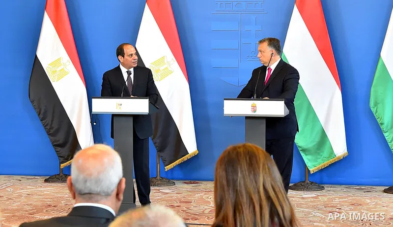Egyptian President Abdel Fattah al-Sisi and Hungarian Prime Minister Viktor Orban hold a joint press conference following their meeting in the Parliament building in Budapest, Hungary on July 3, 2017. Photo by Egyptian P...