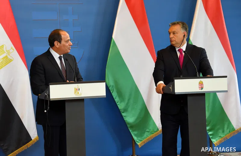 Egyptian President Abdel Fattah al-Sisi and Hungarian Prime Minister Viktor Orban hold a joint press conference following their meeting in the Parliament building in Budapest, Hungary on July 3, 2017. Photo by Egyptian P...