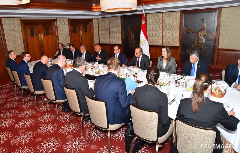 Egyptian President Abdel Fattah al-Sisi meets with Czech Republic's Prime Minister Bohuslav Sobotka on the sidelines of a summit of the Visegrad group countries (V4) and Egypt in Budapest, Hungary on July 4, 2017. Photo...